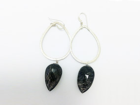 Earrings Tourmalated Quartz and Sterling Silver