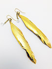 Earrings 24 K Electroplated Feathers & Swarovski Crystals
